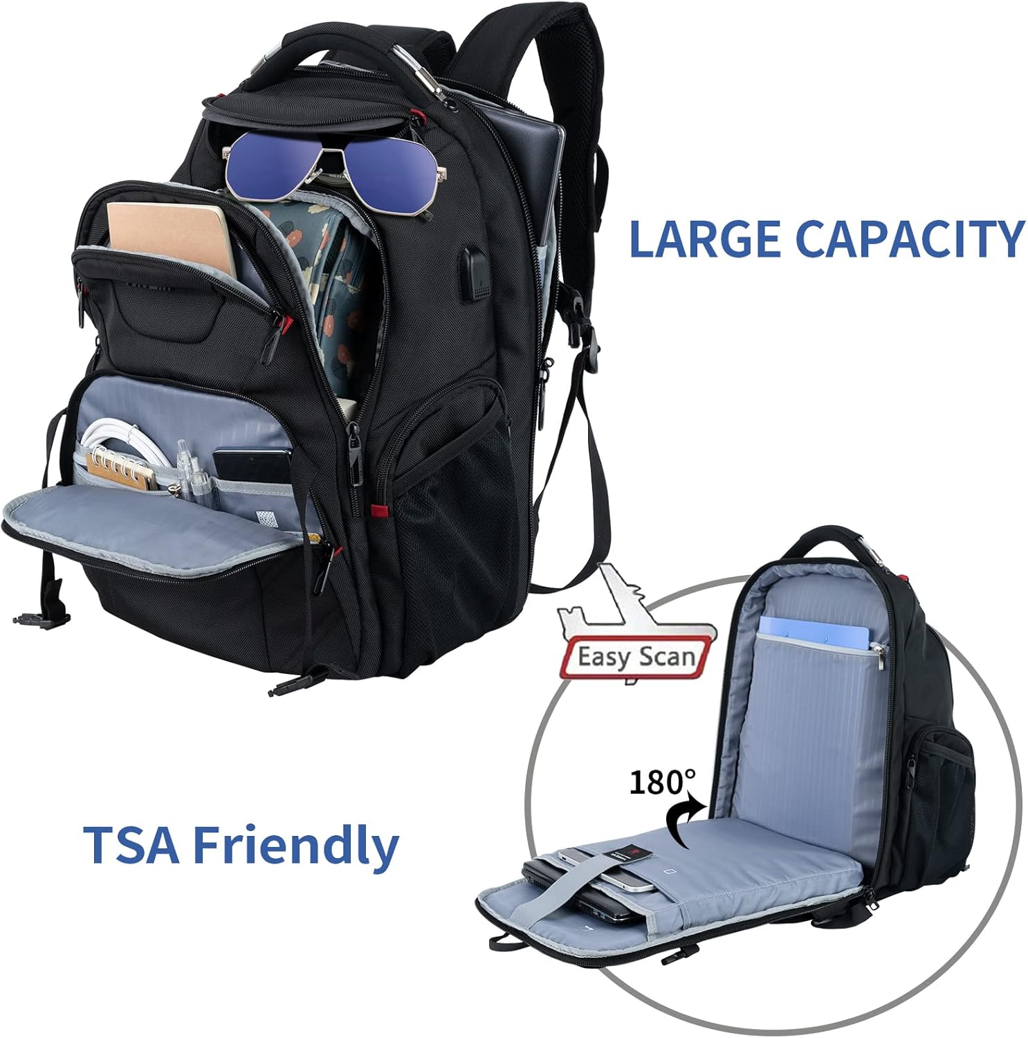 VANKEAN 17.3'' Travel Laptop Backpack TSA Friendly, Water Resistant Anti Theft Extra Large College