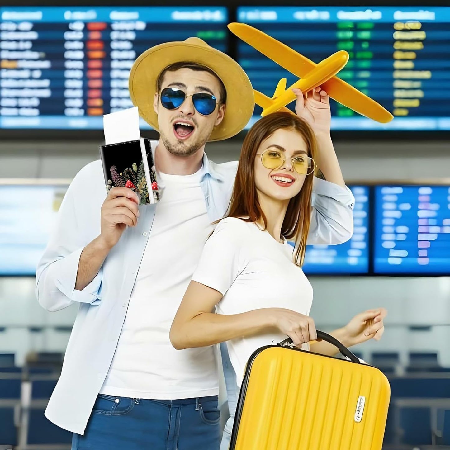 Passport Holder for Travel, Cute Passport Cover for Women Men, Waterproof PU Leather Rfid Blocking Passport Wallet with Credit Card Case for Travel Family, Boys Girls Travel Essentials