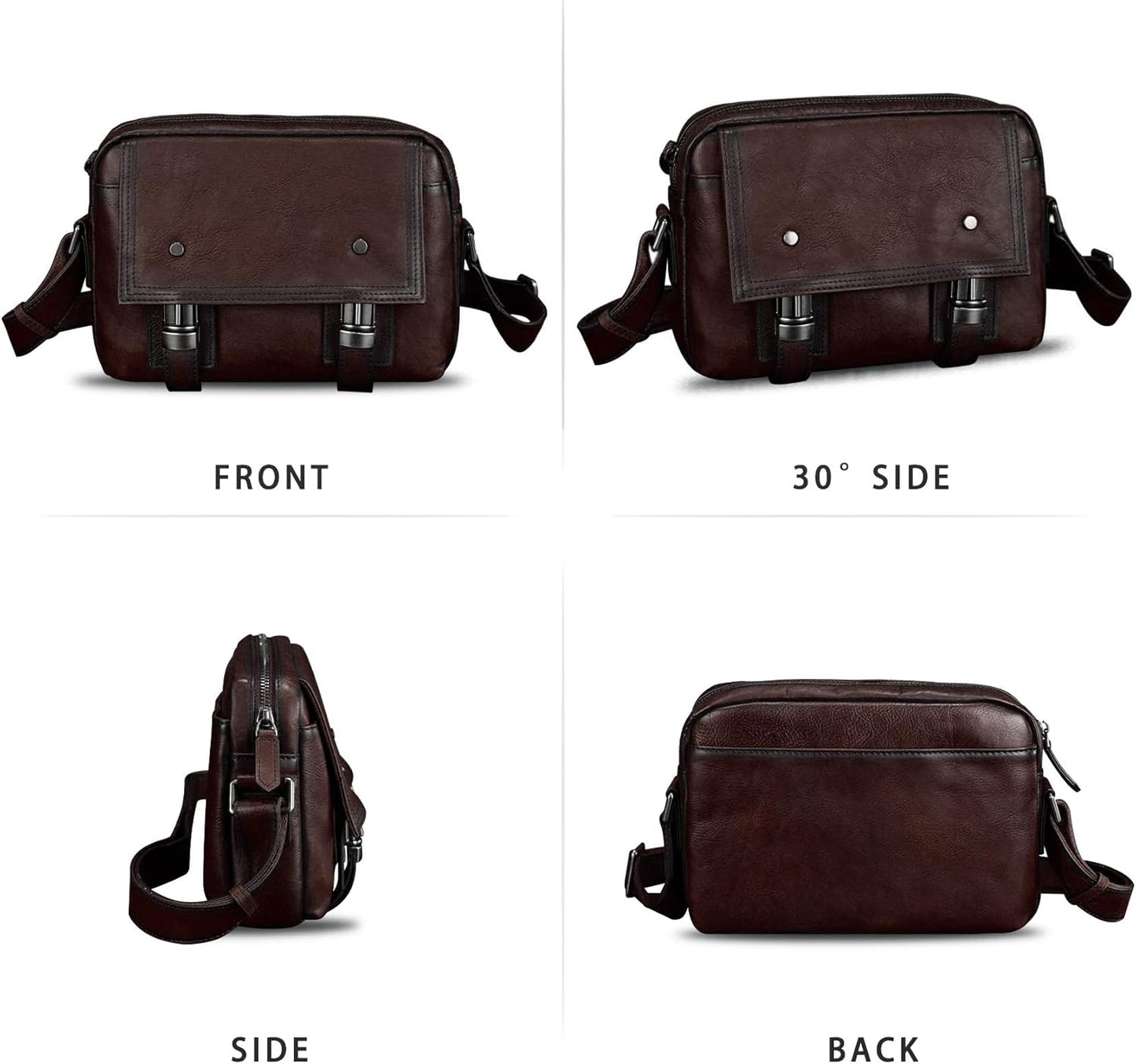 Genuine Leather Shoulder Bag Crossbody Bag for Men Vintage Real Leather Satchel for Men Messenger Bag for Work Travel