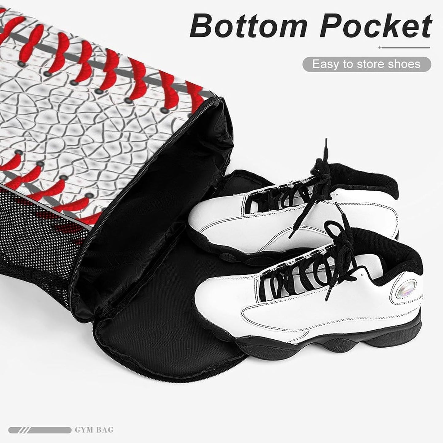 Baseball Drawstring Backpack Gym Bag With Shoe Compartment String Bag Sport Beach Swimming Sackpack For Women Men