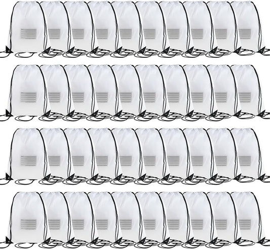 40 Pcs Drawstring Bags,Bulk Draw String Backpack, DIY Gym Sports Cinch Bag Sackpack for Women Men, White