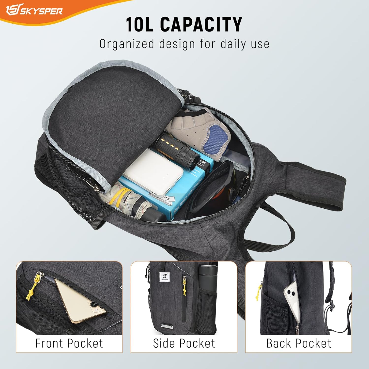 SKYSPER Small Hiking Backpack 10L Foldable Daypack Packable Lightweight Hiking Daypack Travel Day