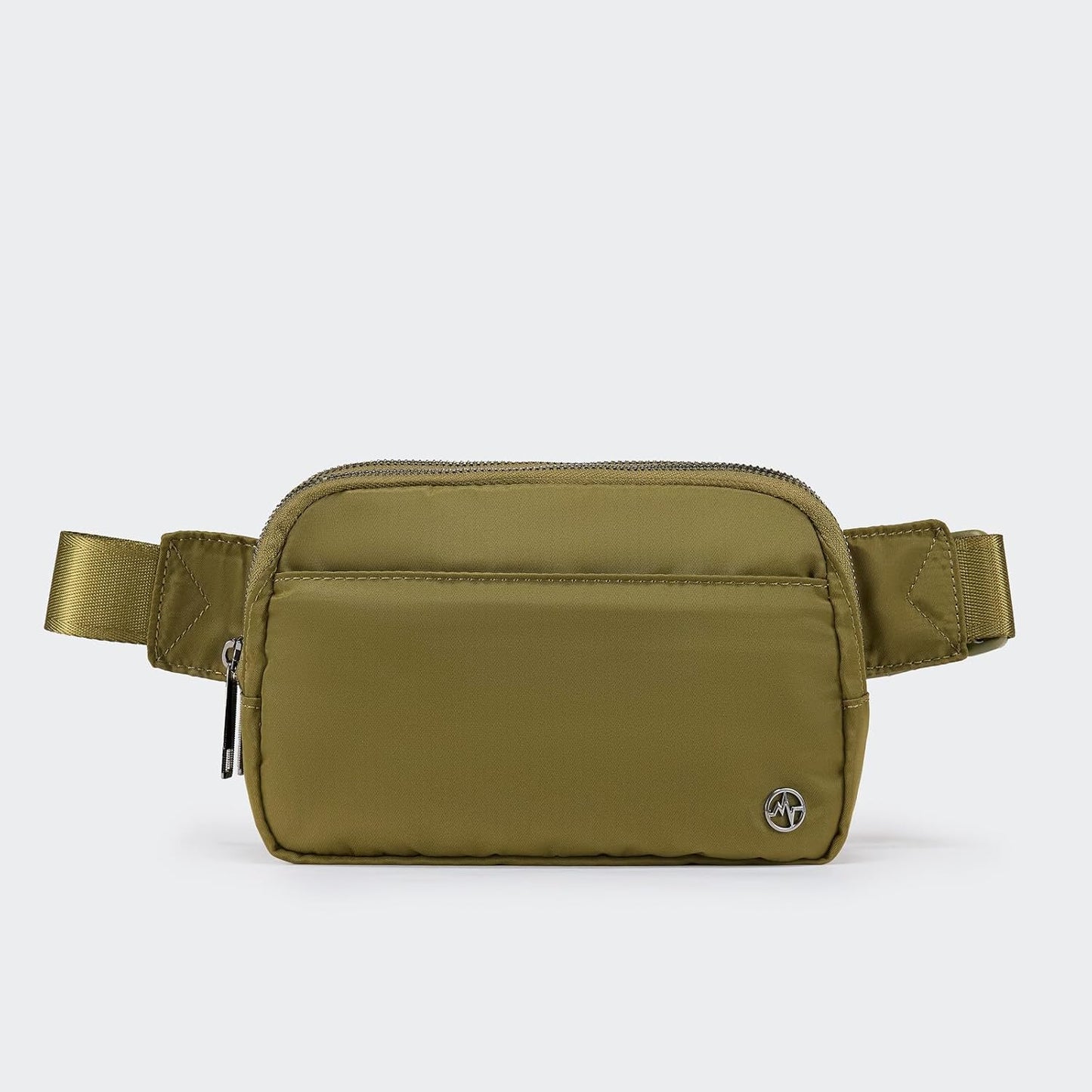 Pander Everywhere Belt Bag for Women, 5 Zipper Pockets Nylon Crossbody Fanny Pack Purse (Dark Moss)