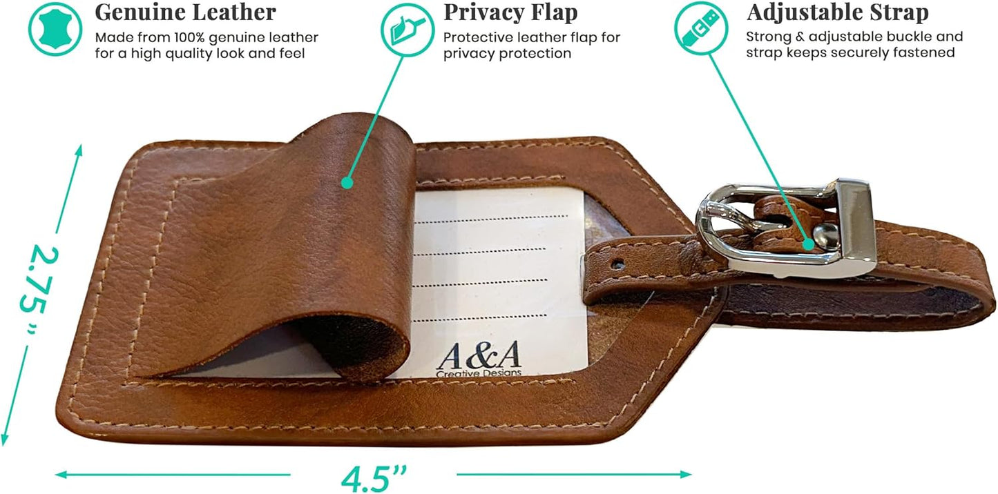 Personalized Monogrammed Antique Saddle Leather RFID Passport Wallet and 2 Luggage Tags