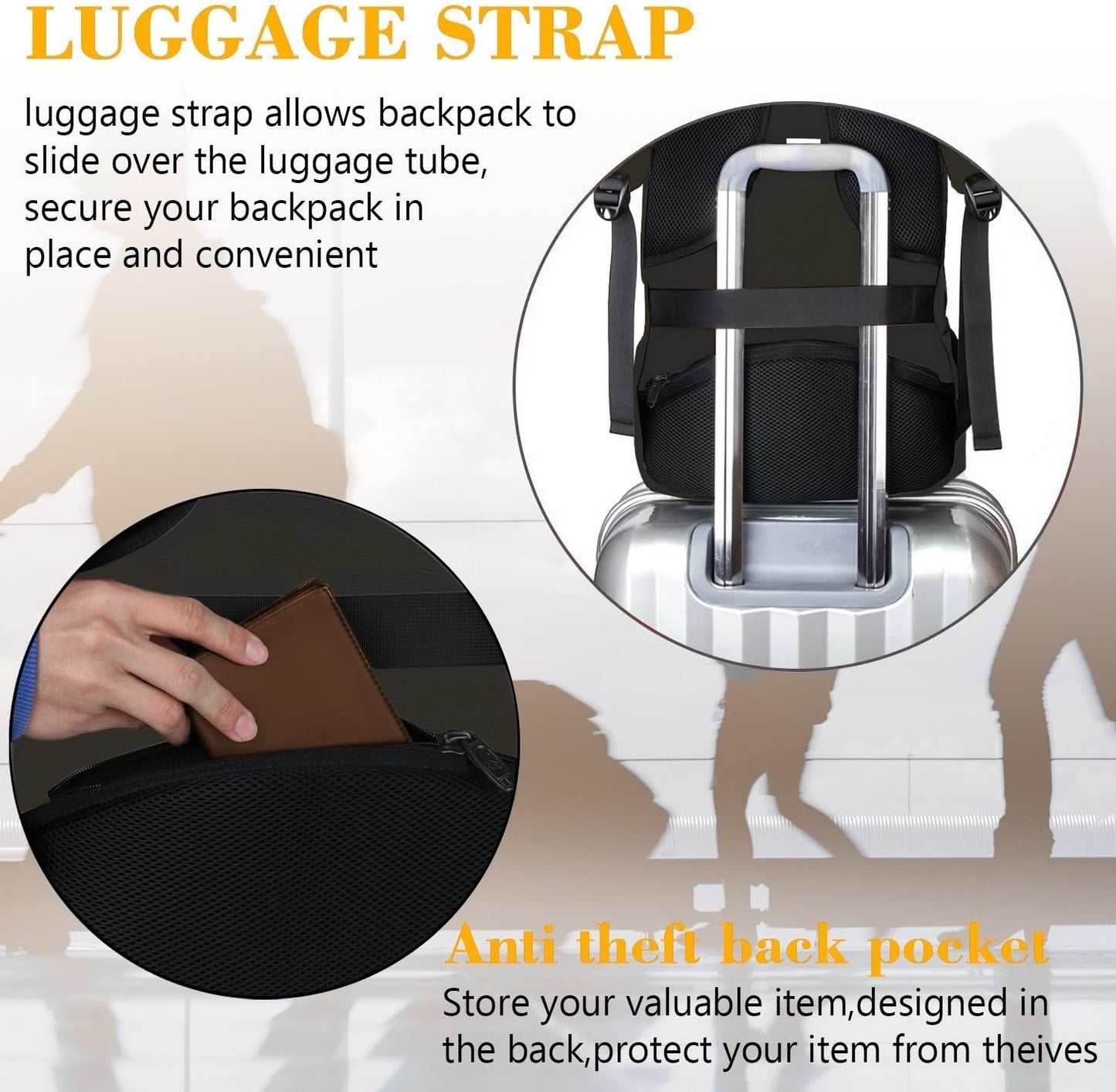 MATEIN Travel Laptop Backpack for Men, Business Anti Theft Slim Sturdy Laptops Backpack with USB Charging Port, Water Resistant College Computer Bag Gift for Women Fits 15.6 Inch Notebook
