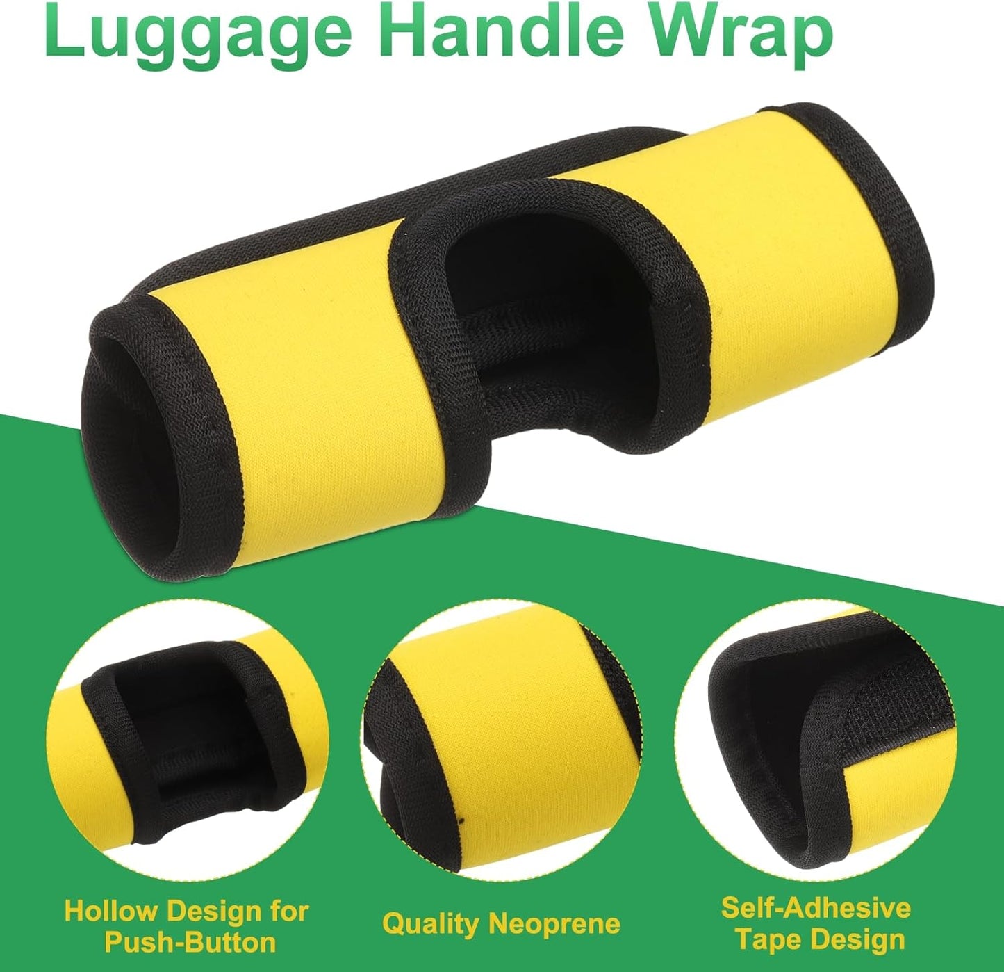 uxcell Luggage Handle Wrap, 4 Pcs Hollow Neoprene Handbag Grip Cover Protector Luggage Identifiers Suitcase Handle Wraps for Luggage Suitcase Travel Bags, Yellow