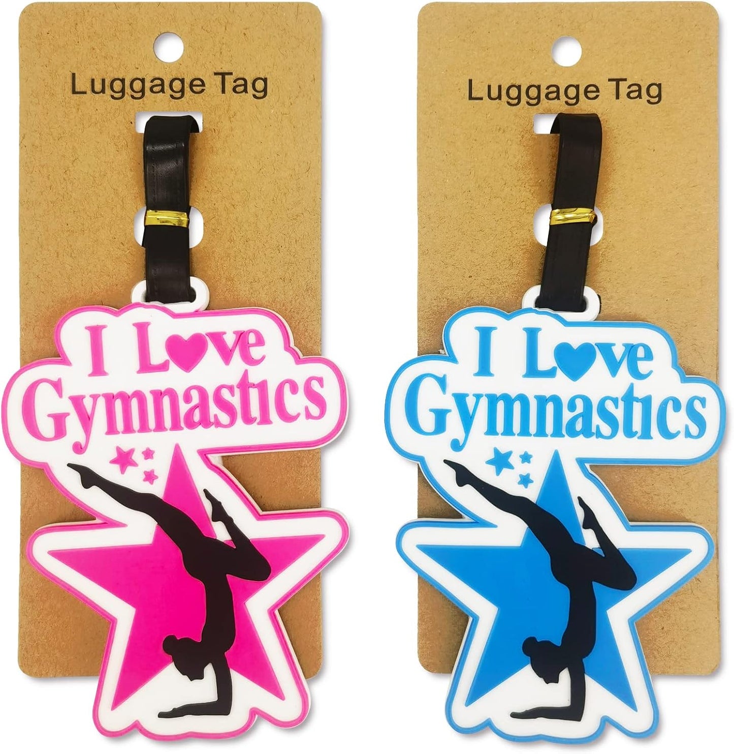 Gymnastics Luggage Tags for Suitcases 2-Pack Cute Silicone Luggage Tag with Name ID Card Funny Suitcase Label
