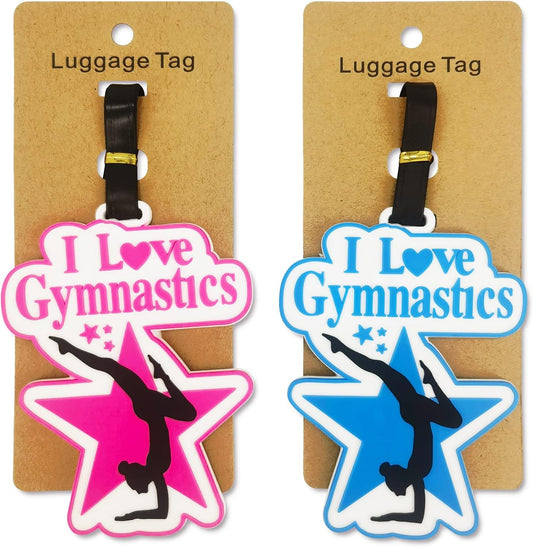 Gymnastics Luggage Tags for Suitcases 2-Pack Cute Silicone Luggage Tag with Name ID Card Funny Suitcase Label