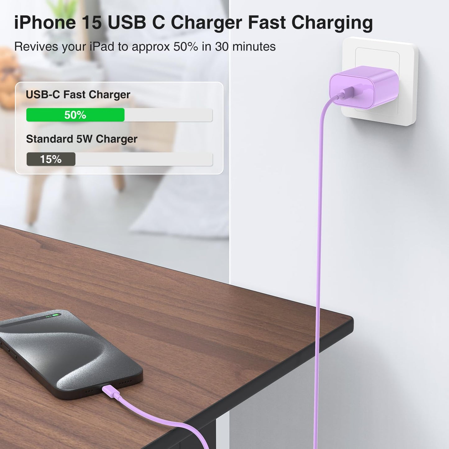 iPhone 17 16 15 Charger Block and 10ft Type C to C Cable Cord Long, 20W USB C Fast Charging Plug for Apple iPhone 17 Pro Max/17 Air/16 Pro Max/16 Plus/15 Pro/15/AirPods/iPad/Mini Wall Cube Brick Box