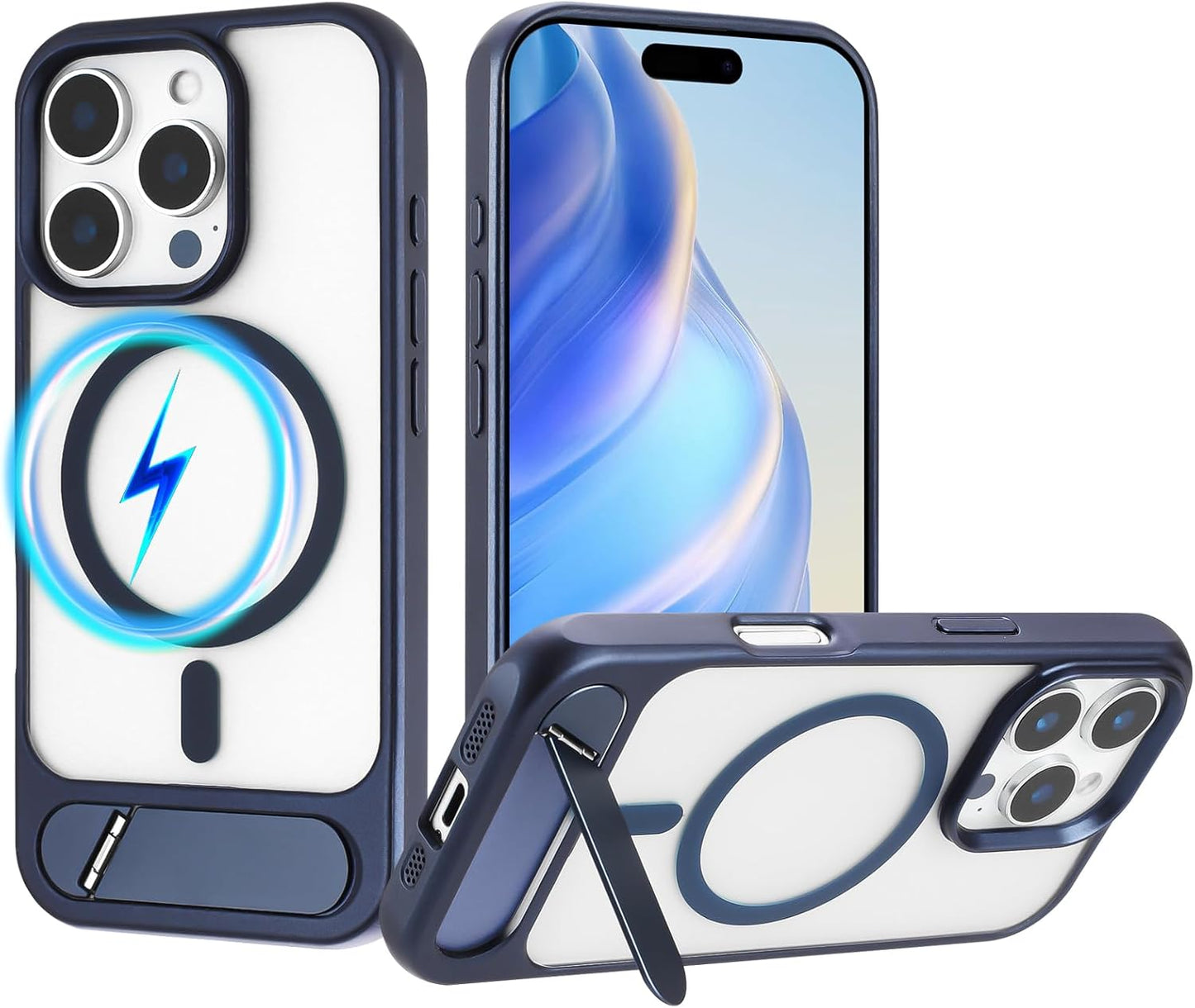 Tikoo Strong Magnetic for iPhone 16 Pro Case with Magsafe and Built-in Invisible Kickstand Slim Translucent Matte Military Grade Protective Phone Case for iPhone 16 Pro 6.3”