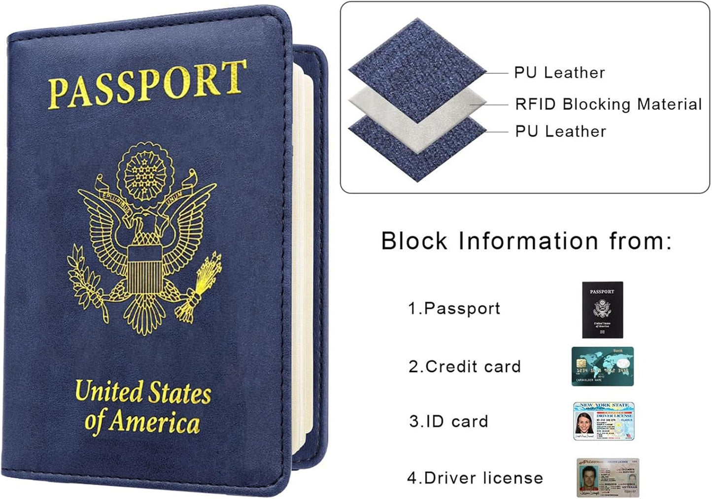 Passport Holder Cover Case Travel Wallet Cover Passport Leather Card Case RFID Blocking Document Organizer Travel Accessories for Women Men