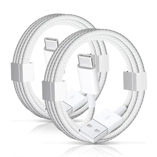 2 Pack USB A to USB C Woven Cable for iPhone 16E 17 Air,iPhone 15/iPhone 16 Pro Max, 15 Plus Car Play Charging Cord, iPad 10th, iPad 11 2025, iPad Pro 12.9/11 Air 5th/4th, Mini 6th Gen Type-c Charger