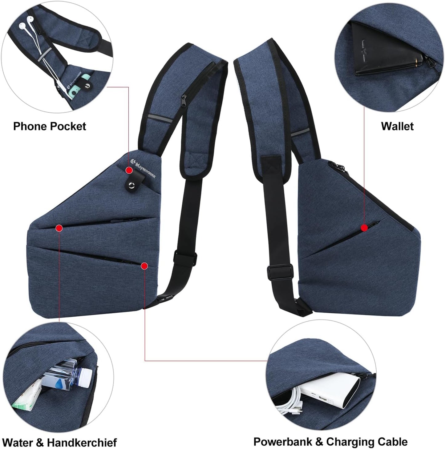 Men Small Sling Shoulder Crossbody Bag Anti-theft One Strap Casual Chest Bags Slim Backpack Outdoor Hiking Biking