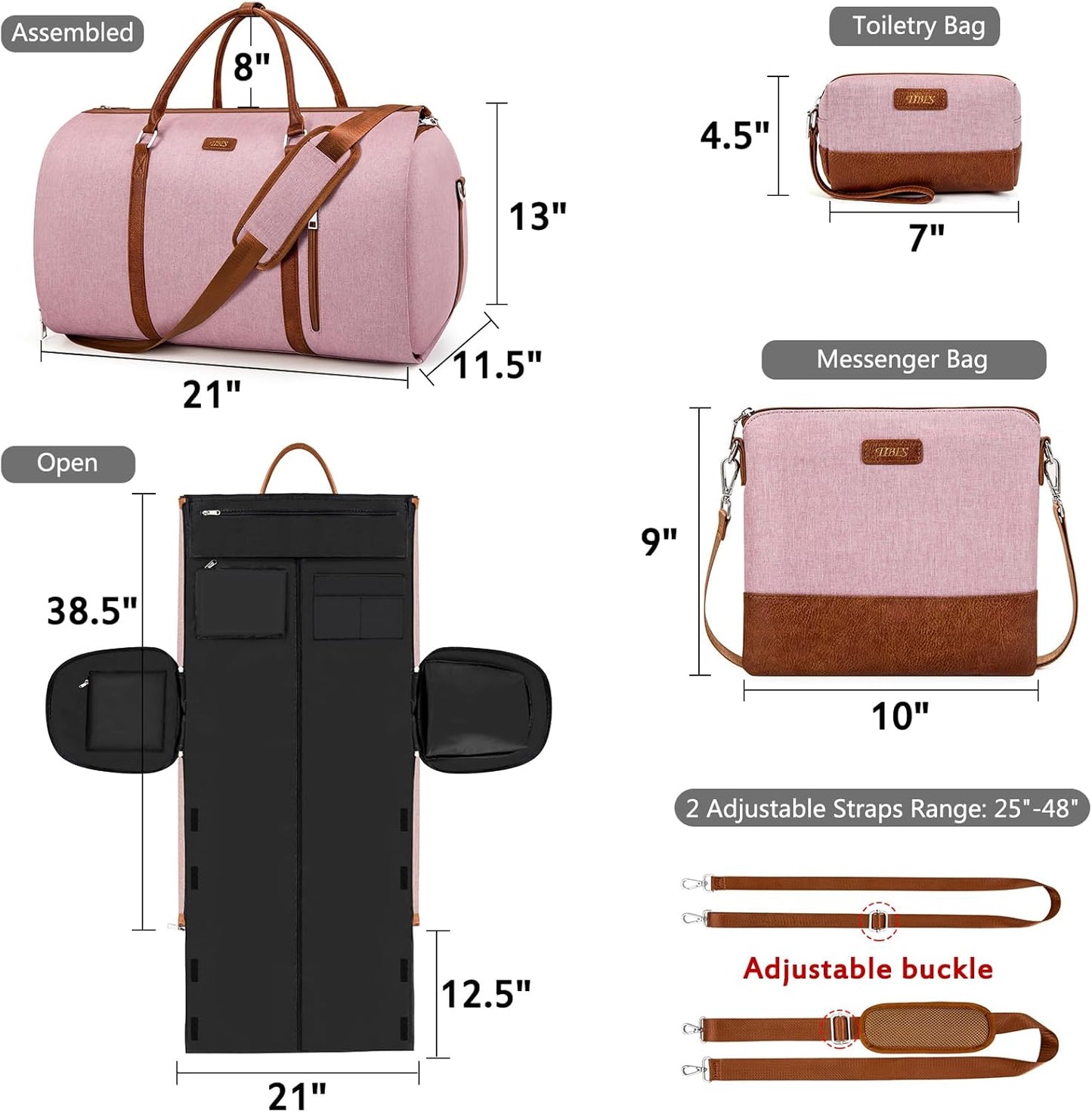 Convertible 2-in-1 Garment Bags for Travel, Carry On Garment Duffle Bag With Shoe Compartment Large