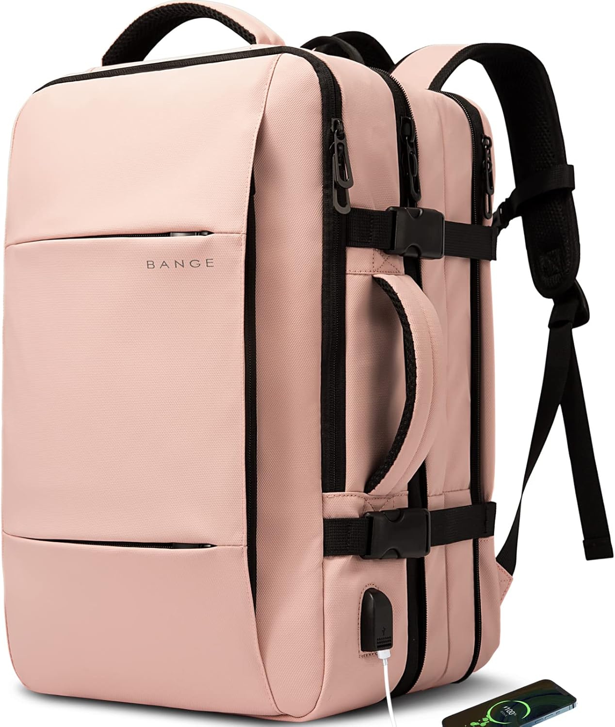 BANGE 35L Travel Backpack for Women, Carry On Backpack with USB Charging Port,17.3 Inch Laptop Backpack Flight Approved, College School Bag Casual Daypack for Weekender Business Hiking…