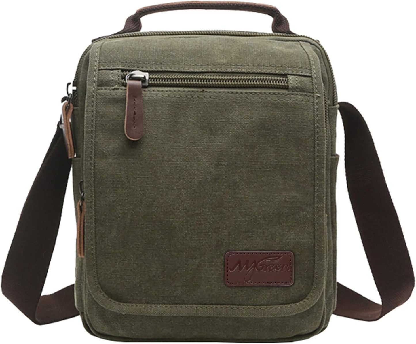 mygreen Small Canvas Crossbody Shoulder Bag Messenger Bag Work Bag