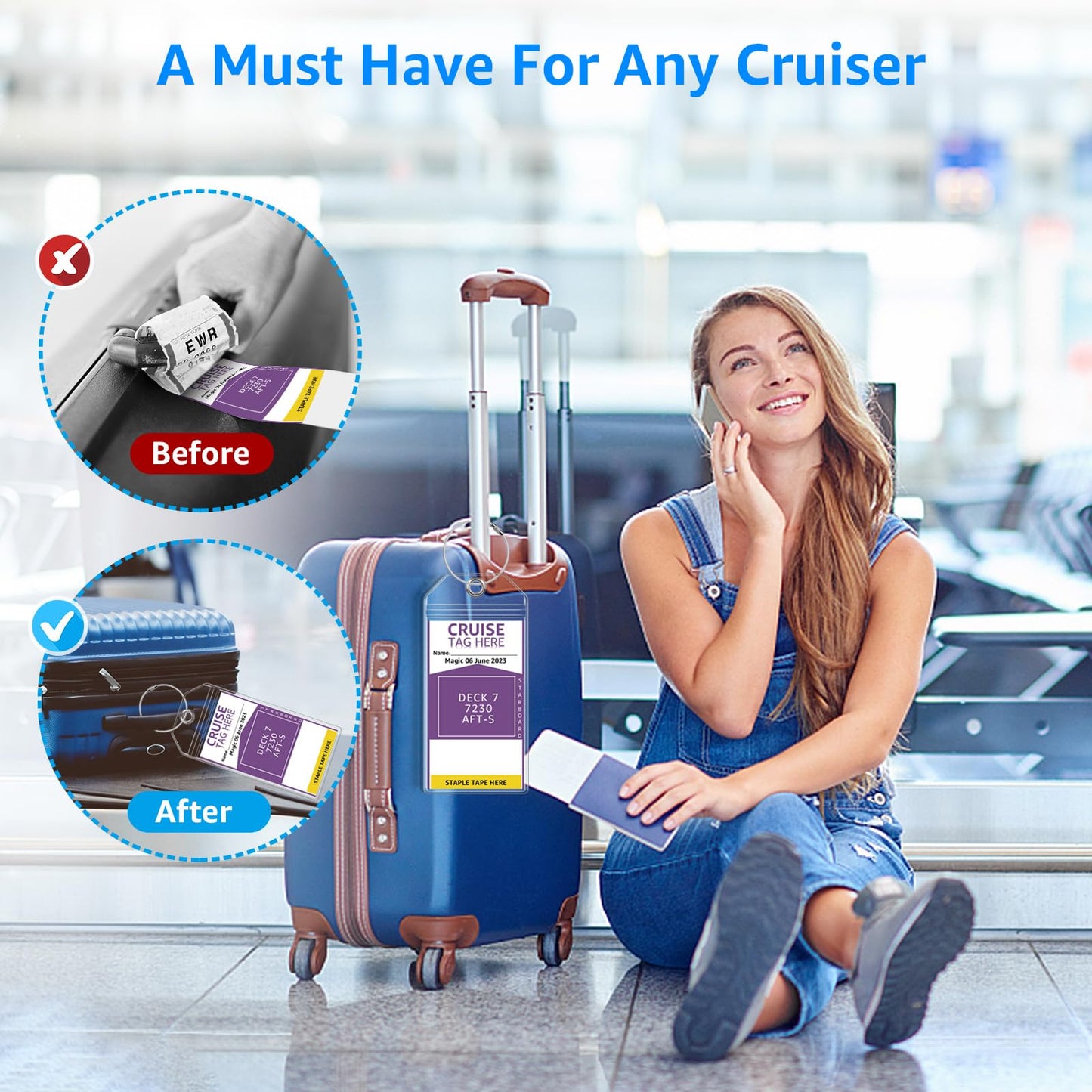 FUNMCAN Cruise Luggage Tag Holders for Carnival, NCL Cruise Ship Essentials