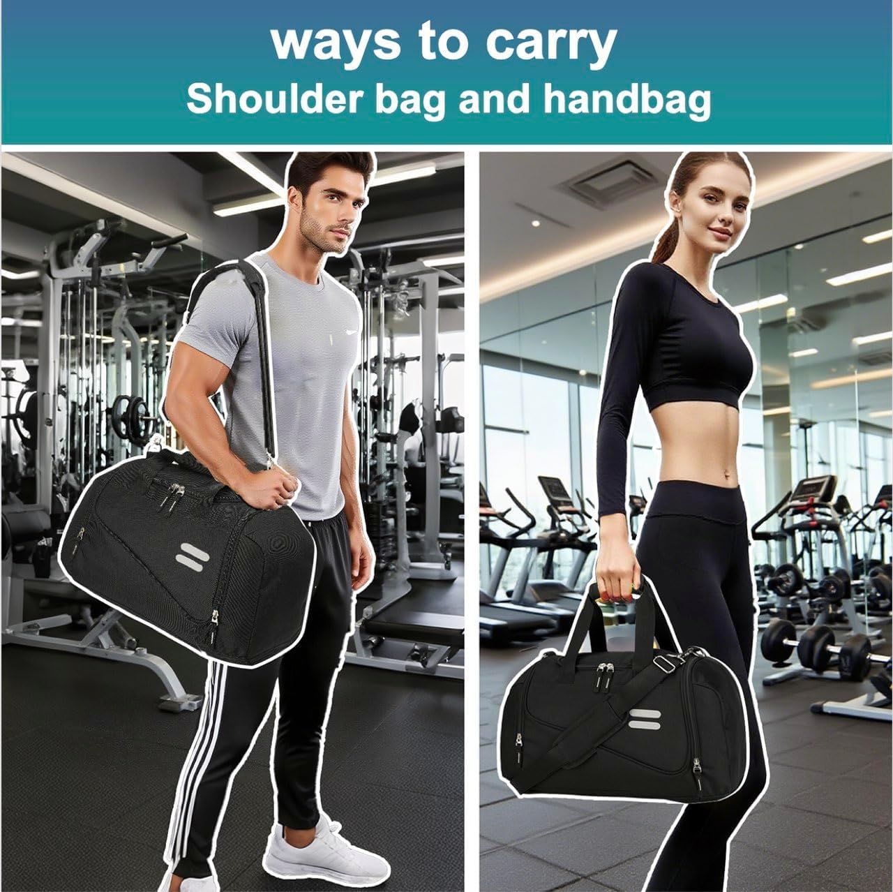 Urbanstand Gym Bag for Men & Women - 40L Duffel Bag with Shoe Compartment, Carry On Weekender Water
