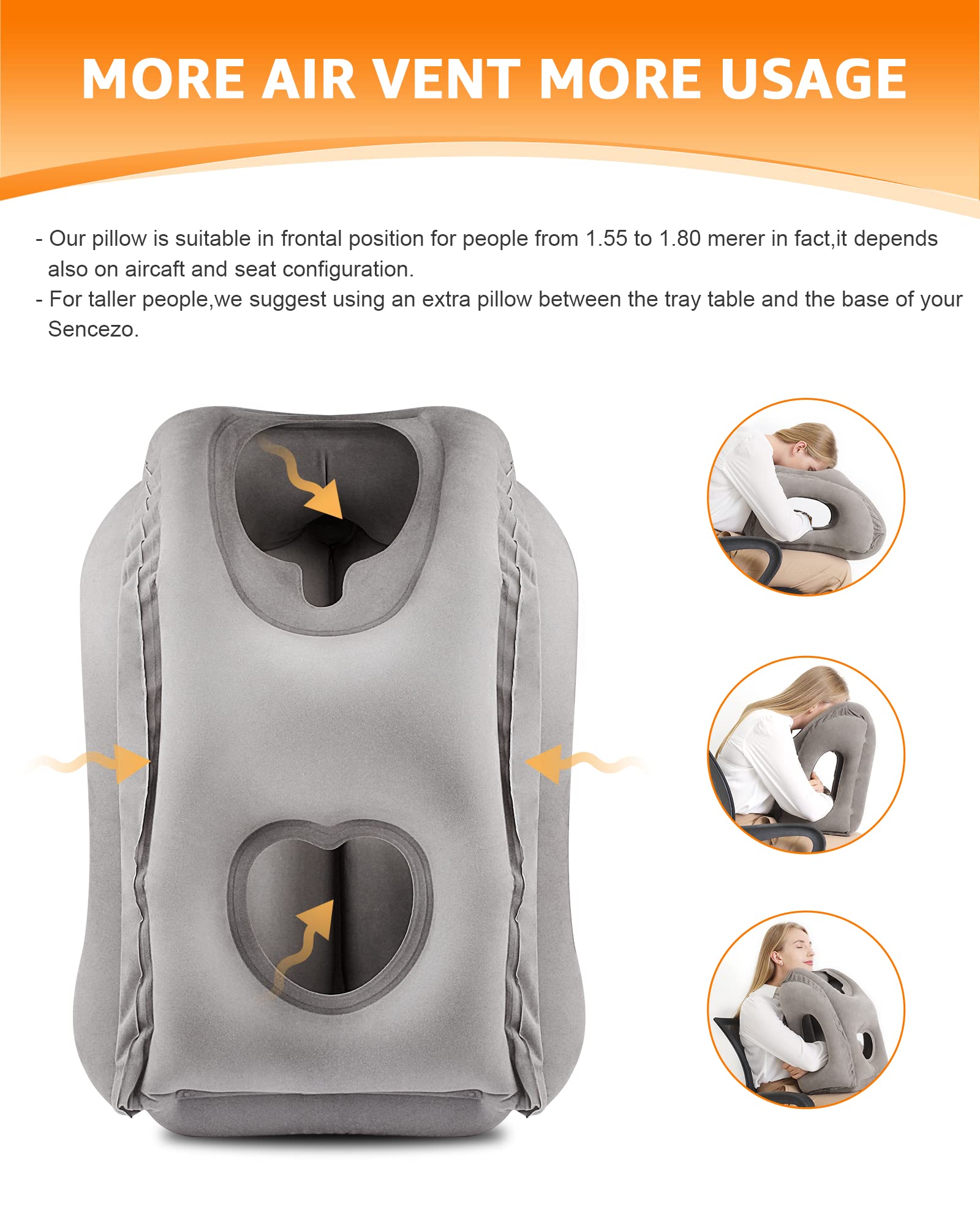 SUNANY Inflatable Neck Pillow Used for Airplanes/Cars/Buses/Trains/Office Napping with Free Eye