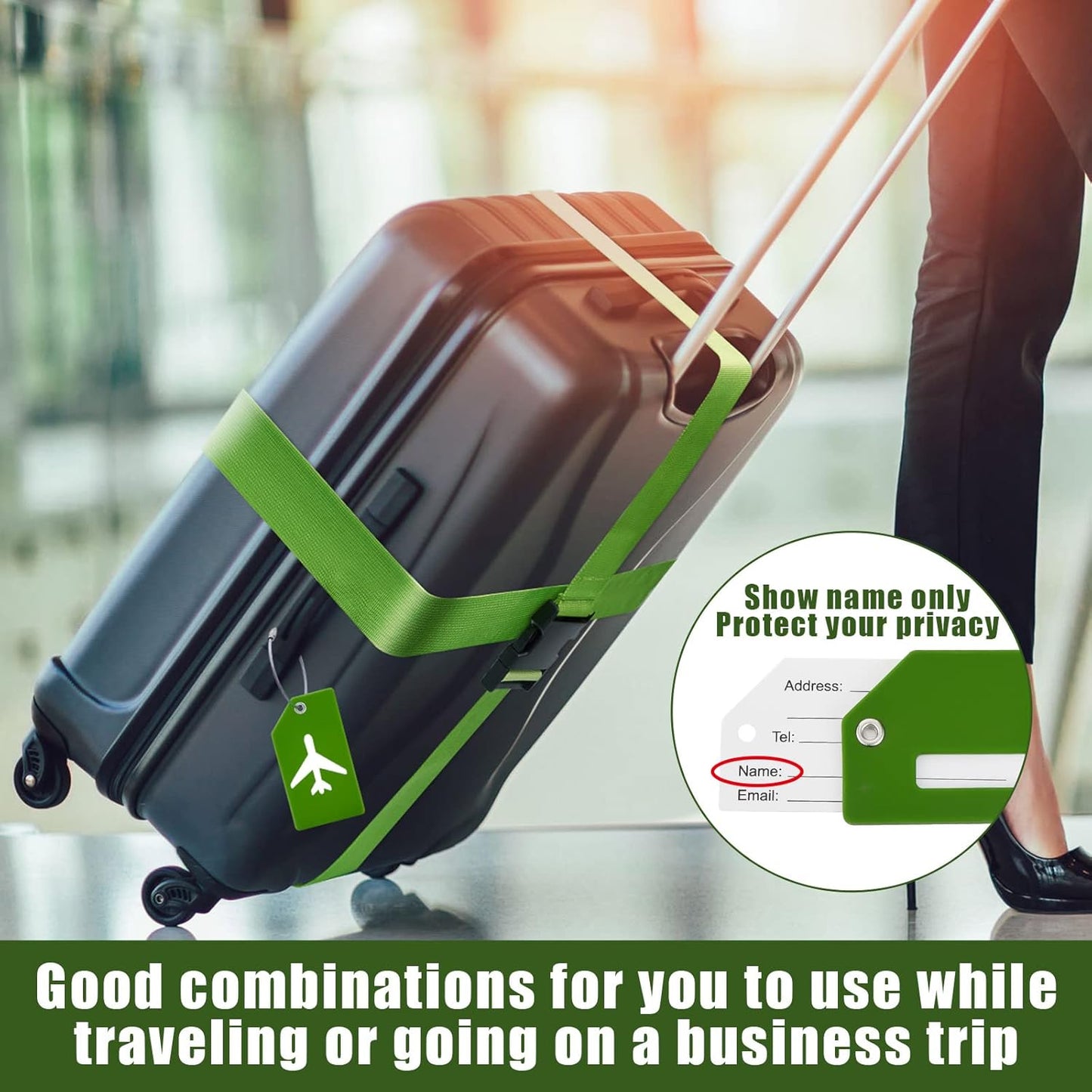 Weewooday 8 Pcs Luggage Straps Suitcase Tags Set for TSA Approved, 4 Travel Adjustable Suitcase