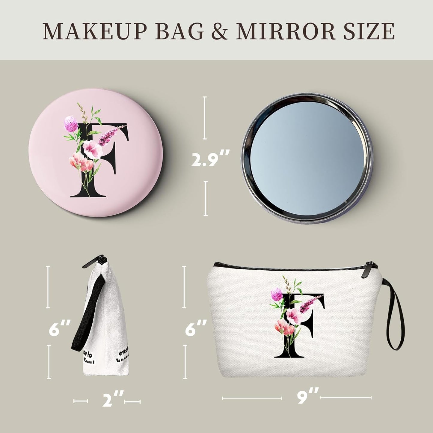Birthday Friendship Womens Bridesmaid Proposal Coolest Gifts for Sister Teacher Coworkers Bride Personalized Travel Makeup Cosmetic Bag with Mirror Valentines Mothers Day Christmas Graduation F