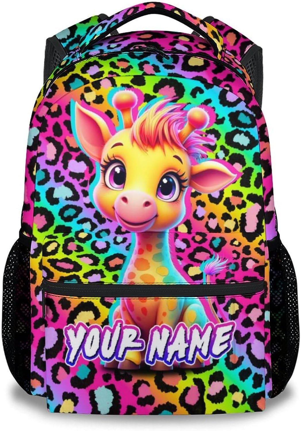 Custom Giraffe Backpack for Girls - 17 Inch Cute Kids Backpack with Adjustable Straps for