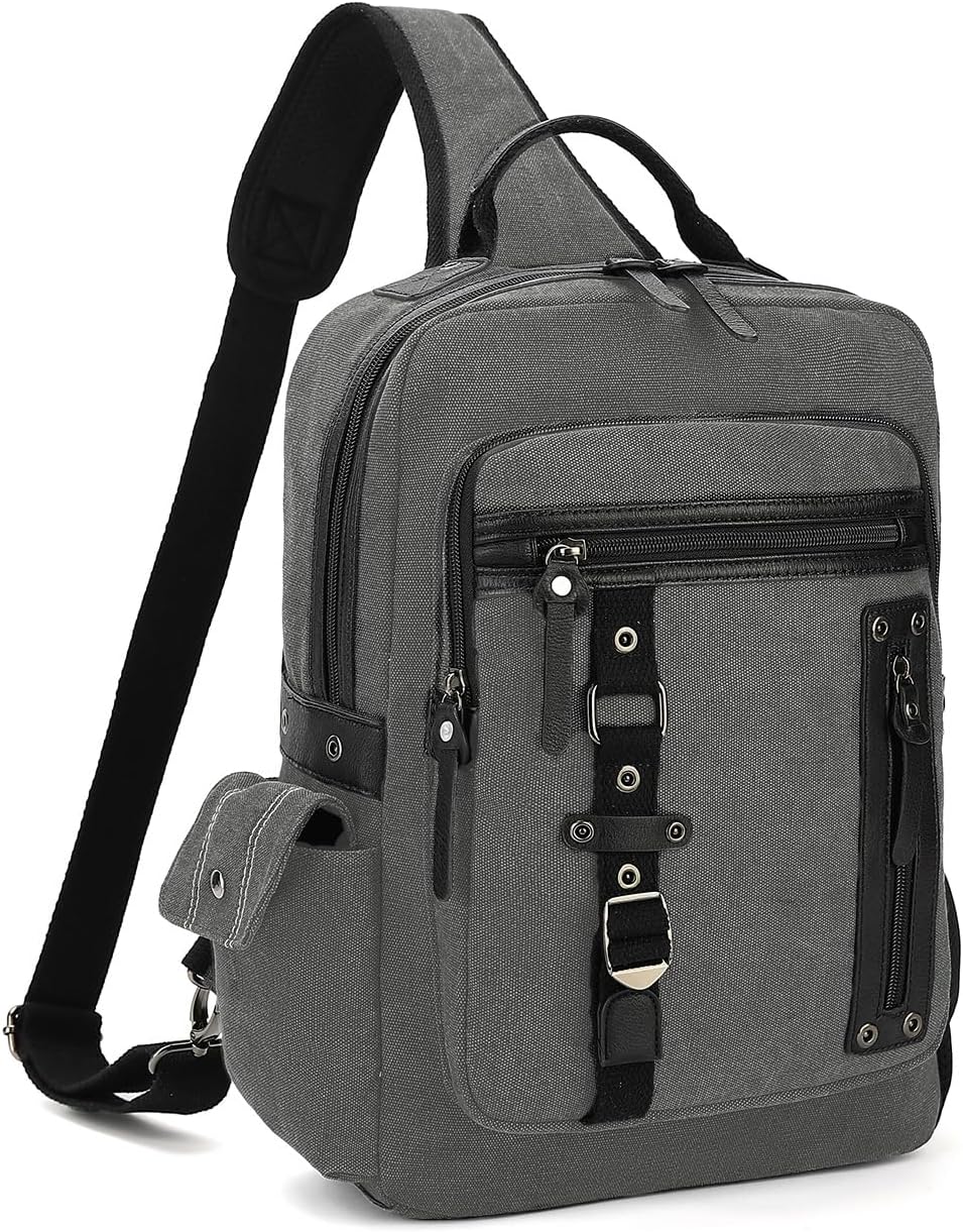 Vintage Messenger Bag, Canvas Backpack for Travel, Men's Shoulder Bag, Dual-use Bag for Hand Carry and Crossbody Carry