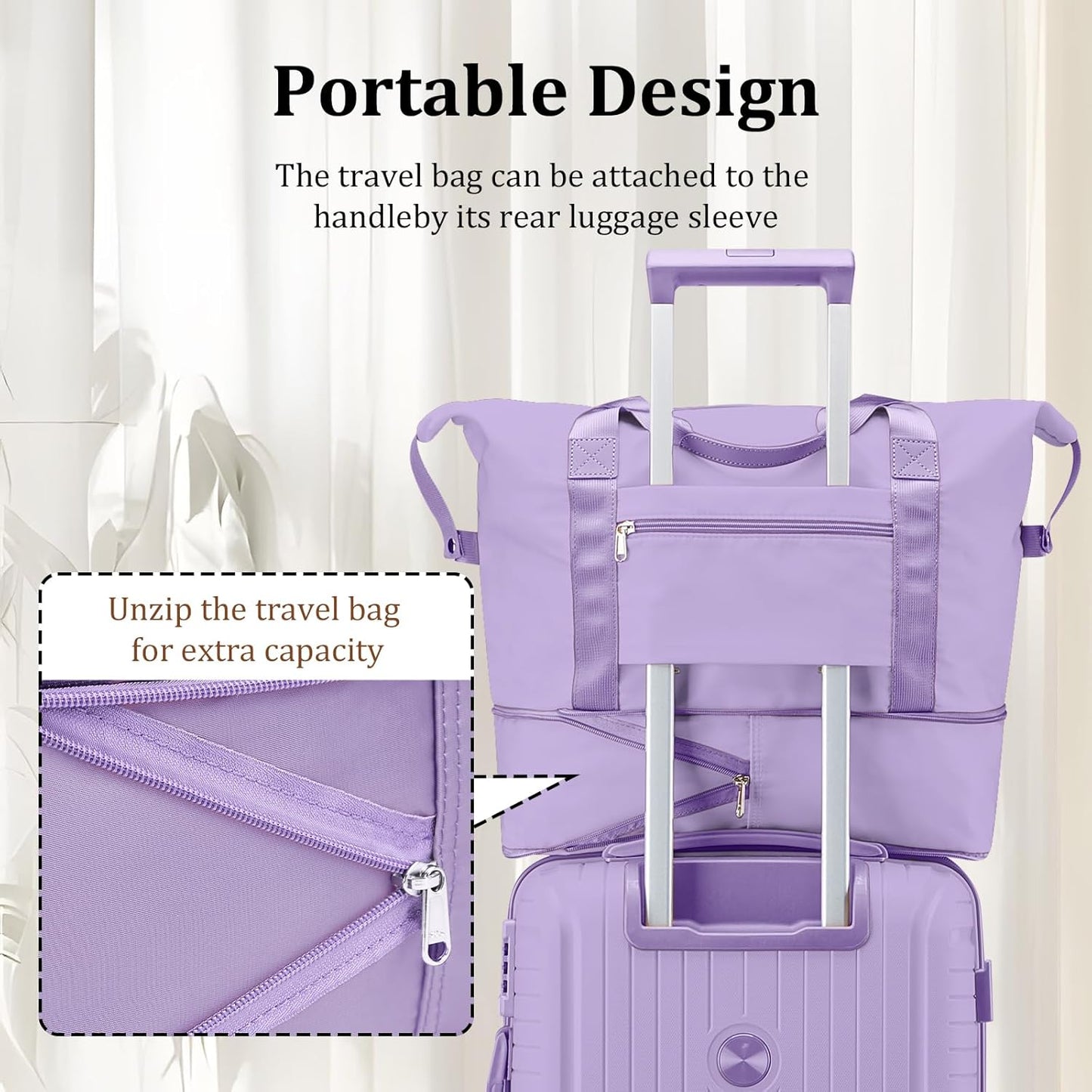Joyway Luggage Sets 6 Piece PP Hardside Carry on Suitcase with Spinner Wheels and TSA Lock for Travel, Purple