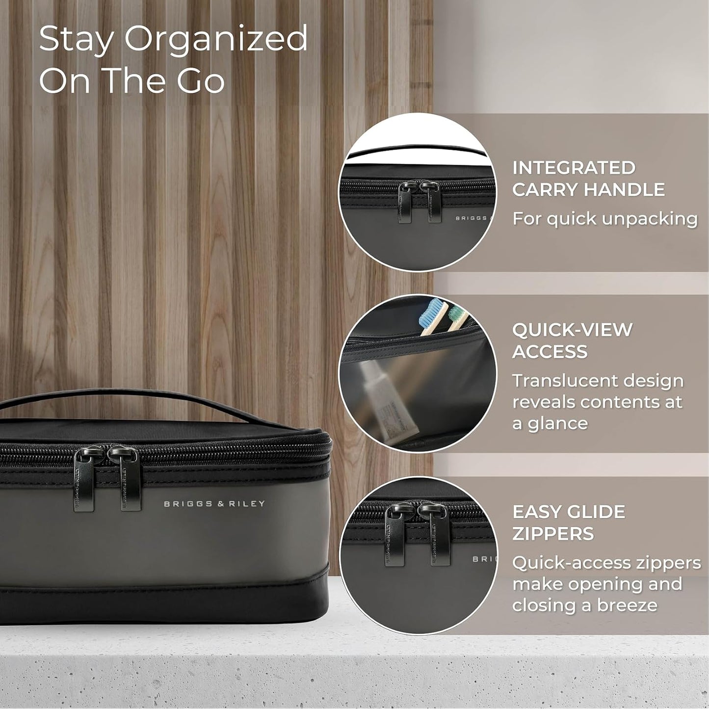 Briggs & Riley Toiletry Kit - Travel Bags for Women & Men, Organizer for Vacation, Dopp Kit for Bathroom Accessories, Makeup, & Skincare