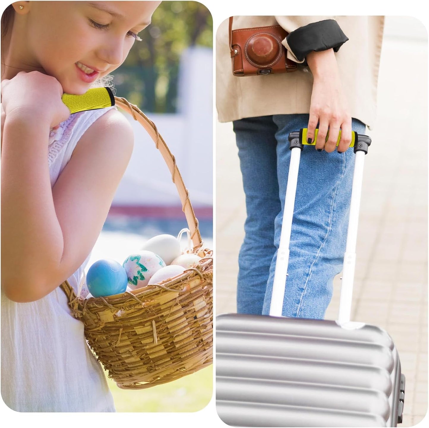 2 Pack Luggage Handle Wraps for Suitcase Bright Color Luggage Handle Covers Suitcase Tags identifiers Travel Accessories for Airplane/Flying (Yellow)