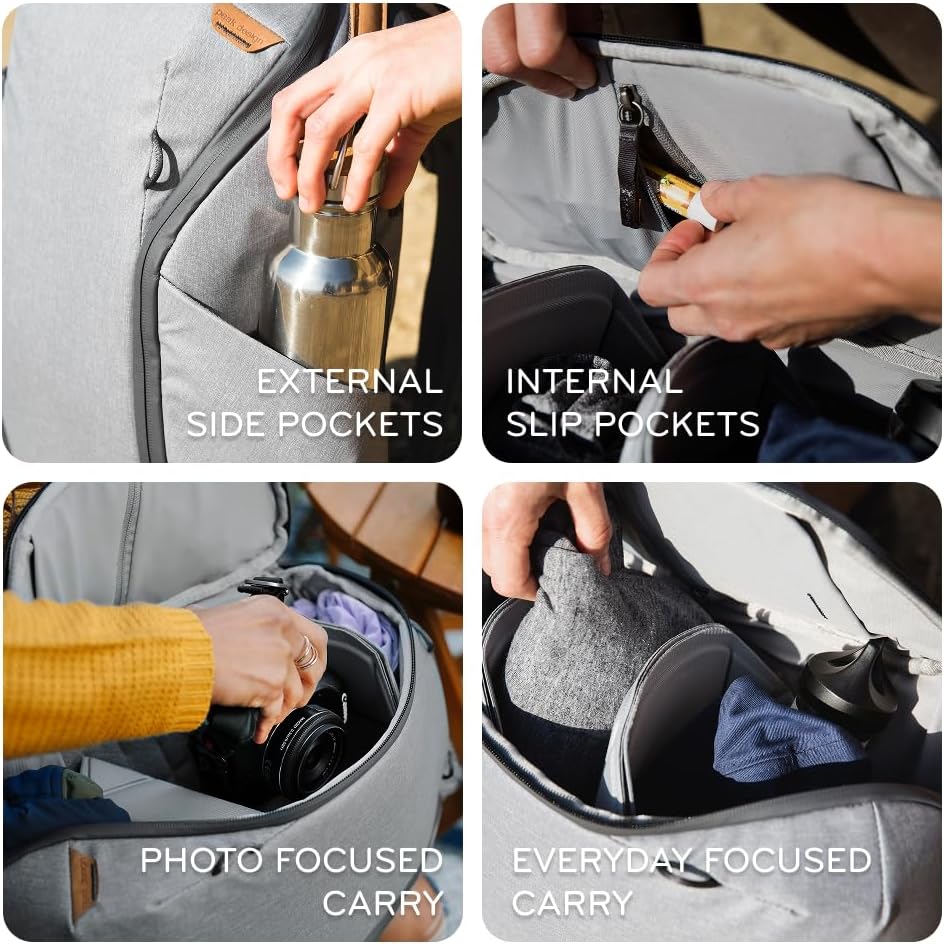 Peak Design Everyday Backpack Zip 15L, Eclipse, 270-Degree Zip, Dual Side Pockets, FlexFold Dividers, Fits 15" Laptop, For Camera Carry, Daily Commutes or Travel, Versatile Backpack for Men and Women
