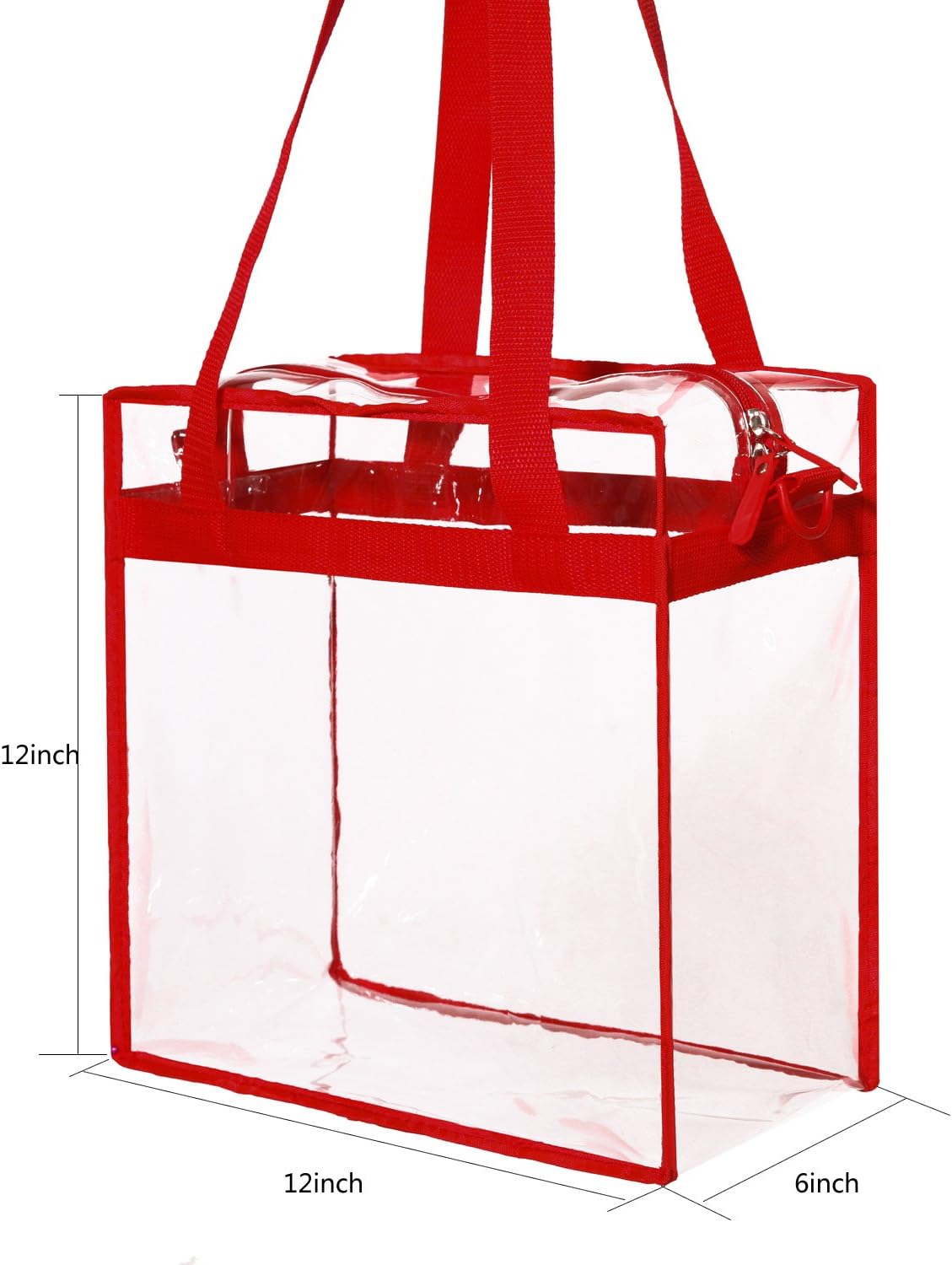 BAGAIL Clear Bags 12x6x12 Stadium Approved Clear Tote Bag with Zipper Closure Crossbody Shoulder Bag with Adjustable Strap
