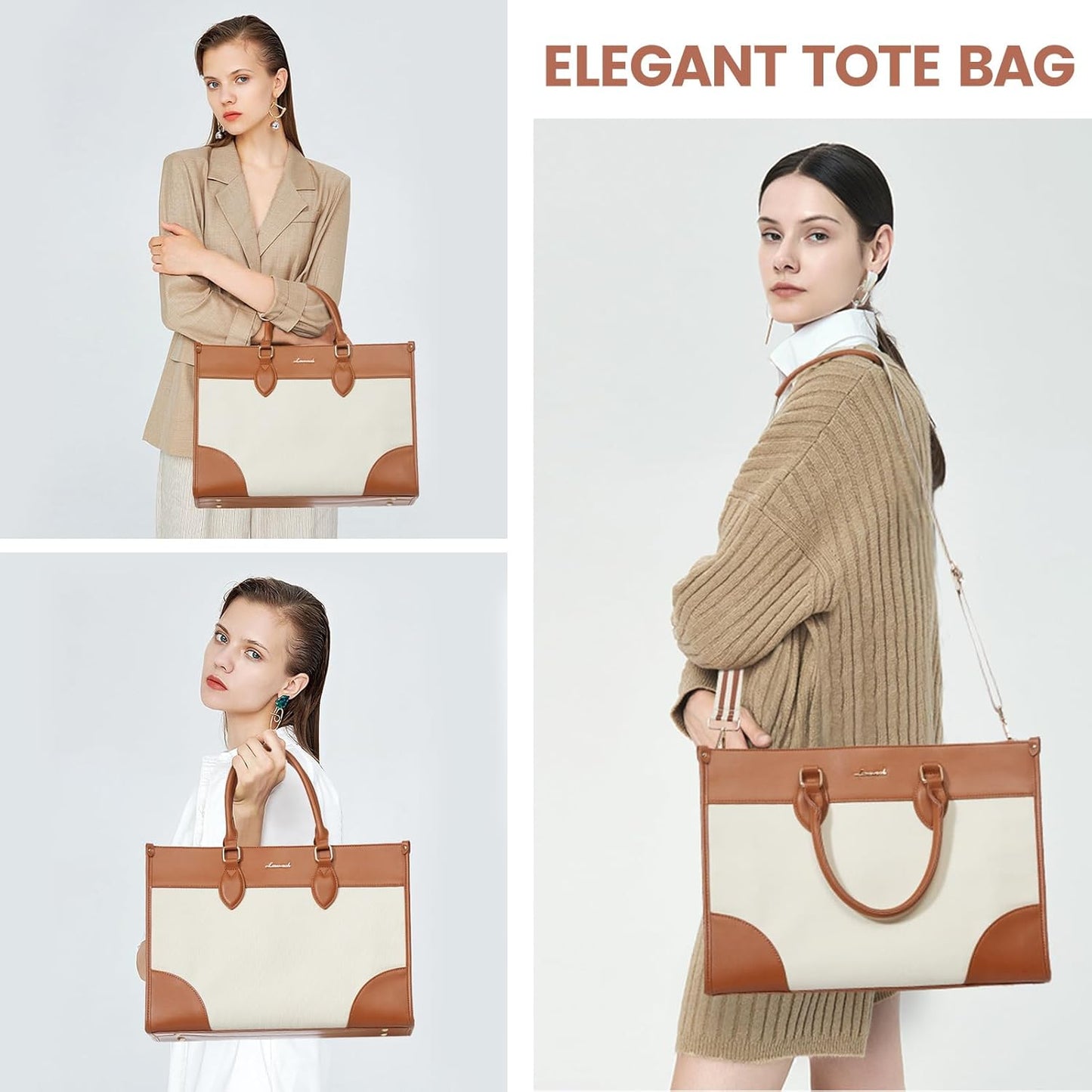 LOVEVOOK Laptop Bag for Women 15.6 lnch,Waterproof Laptops Tote Bags for Womens,Professional Work Bags for Women with Cup Holder,Large Laptop Purse Computer Briefcase Office Teacher Clutch Bag,2 PCS