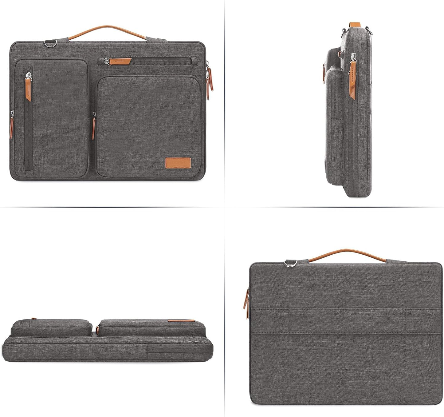 MOSISO 360 Protective Laptop Shoulder Bag,17-17.3 inch Computer Bag Compatible with MacBook, HP, Dell, Lenovo, Asus Notebook,Side Open Messenger Bag with 4 Zipper Pockets&Handle, Taupe Gray
