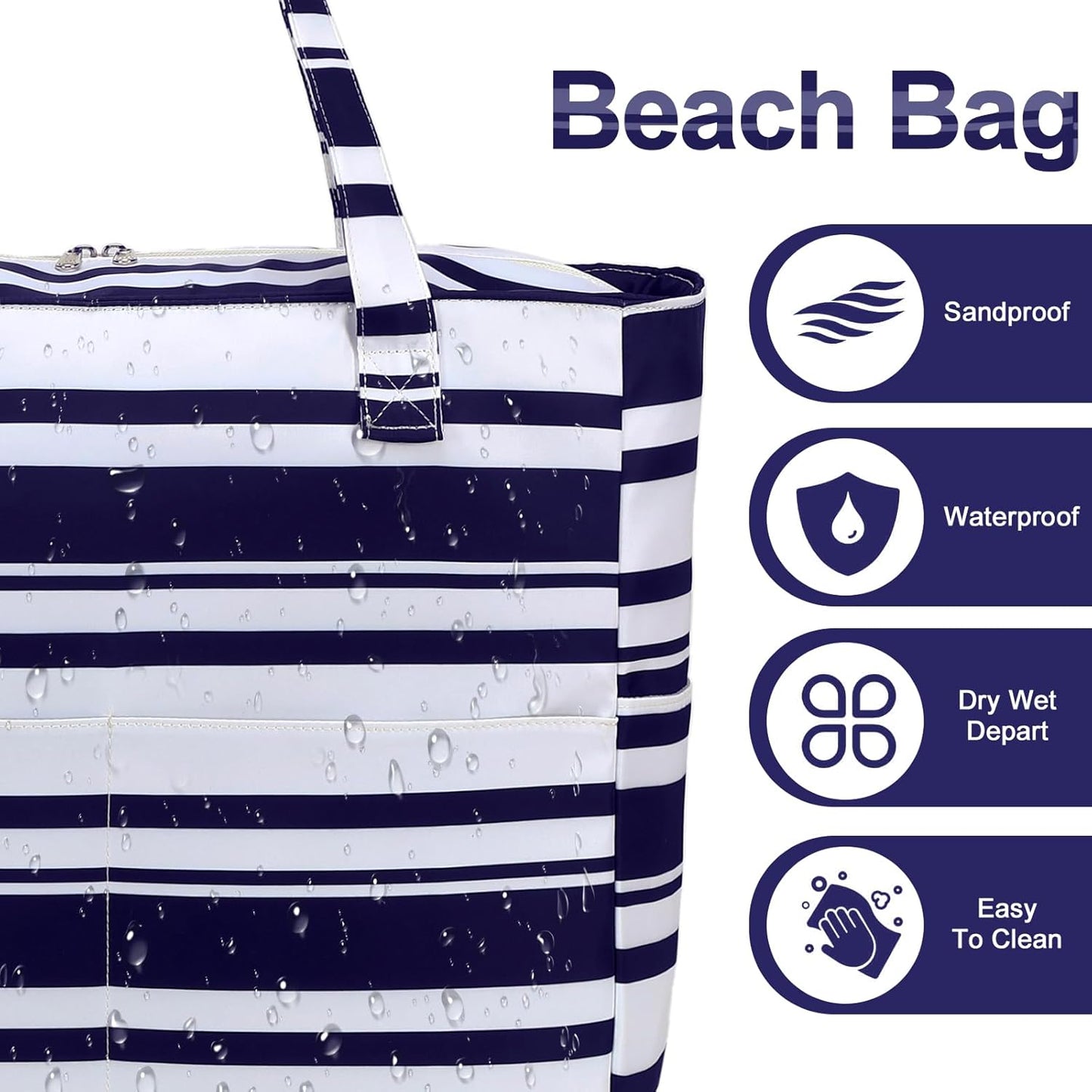 Bluboon Waterproof Beach Tote Pool Bags for Women Ladies Extra Large Carry On Bag With Wet Compartment for Weekender Travel
