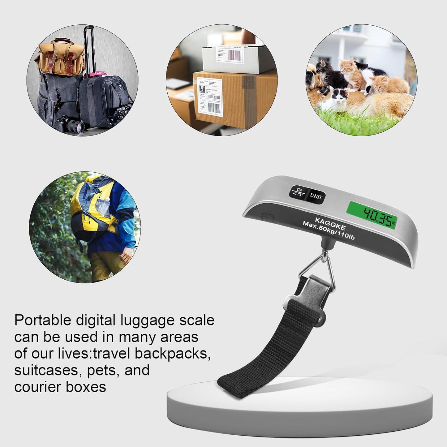 2 Colors Travel Digital Luggage Scale - Portable Baggage Scale - Suitcases Weight Scales - Ideal for Travel Scale Luggage Weight - 110LB/50KG, Includes Battery - Temperature Display Hanging Scales