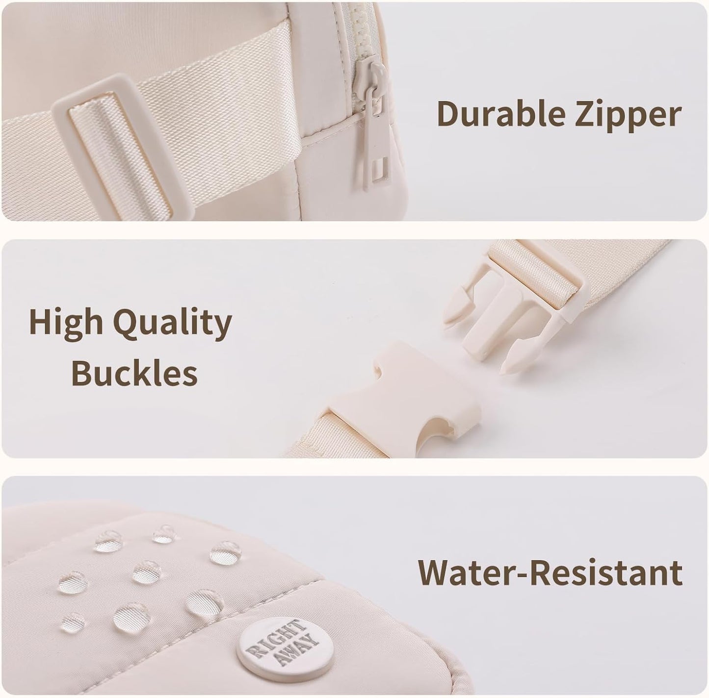Fanny Packs for Women，Waterproof Belt Bag Bum Bags for Crossbody，Fashion Waist Packs with Adjustable Strap for Traveling, Hiking, Running（Beige）