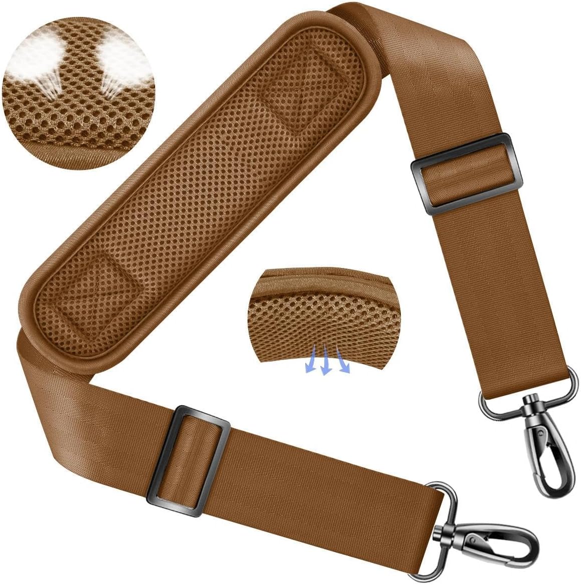 ZINZ Shoulder Strap 58" Ultra-Thick Fixed Padded and Adjustable Buckles Crossbody Strap for Briefcase Laptop Bag Luggage