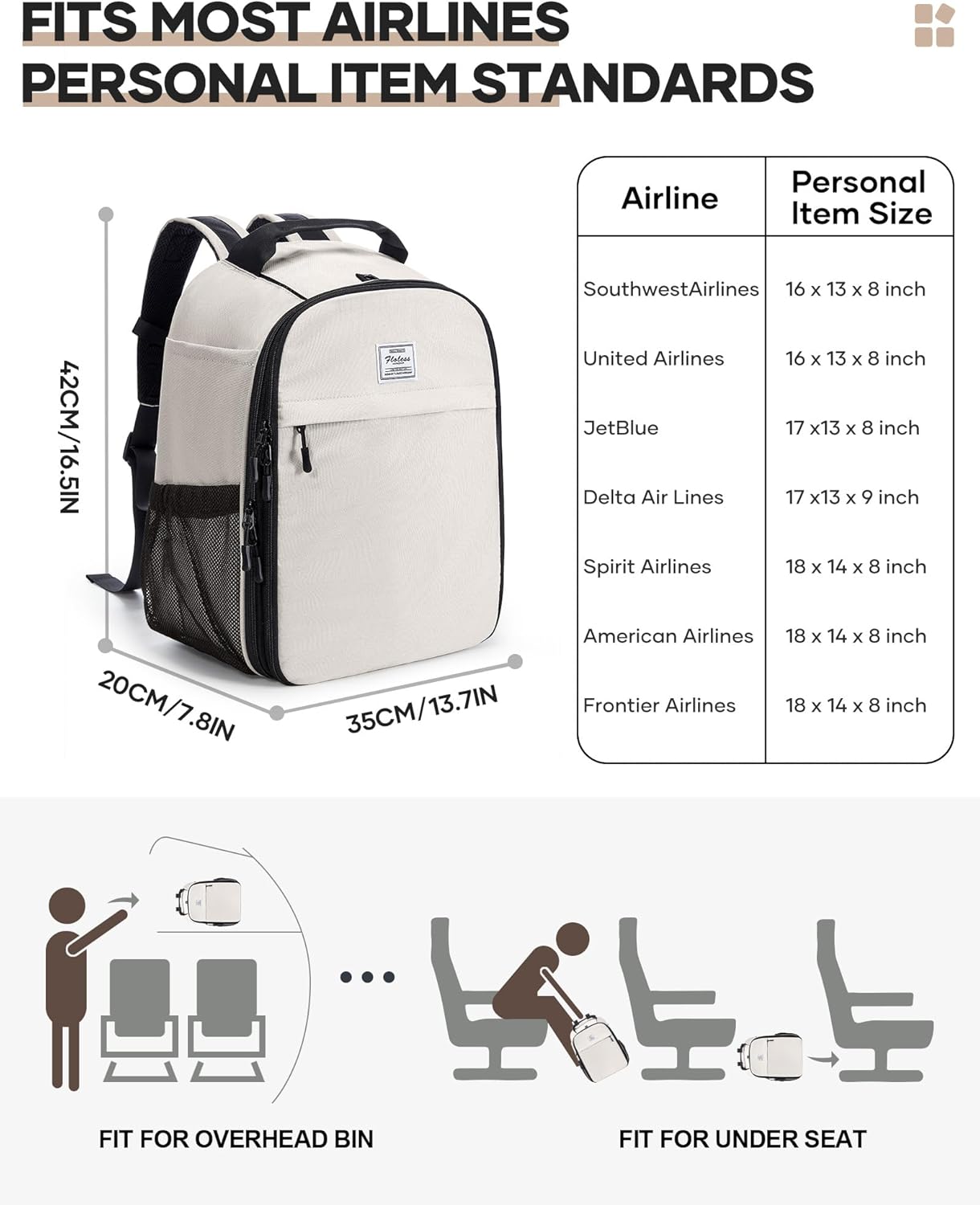 Vacuum Backpack Travel with Pump,Travel Backpack with Vacuum System,Vacuum Seal Compression Bags Clothing Vacpack,United Airlines Personal Item Bag 17x10x9,Laptop Backpacks,Beige