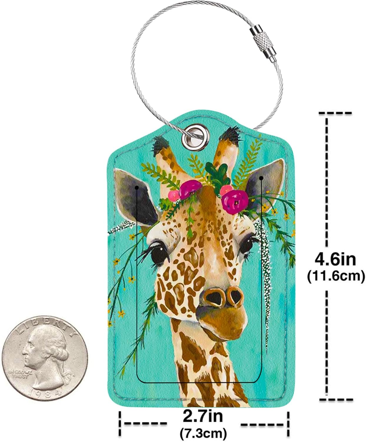 2 Pack Luggage Tag for Suitcase, Cute Unique Leather Bag Tags Identifiers Privacy Cover ID Label