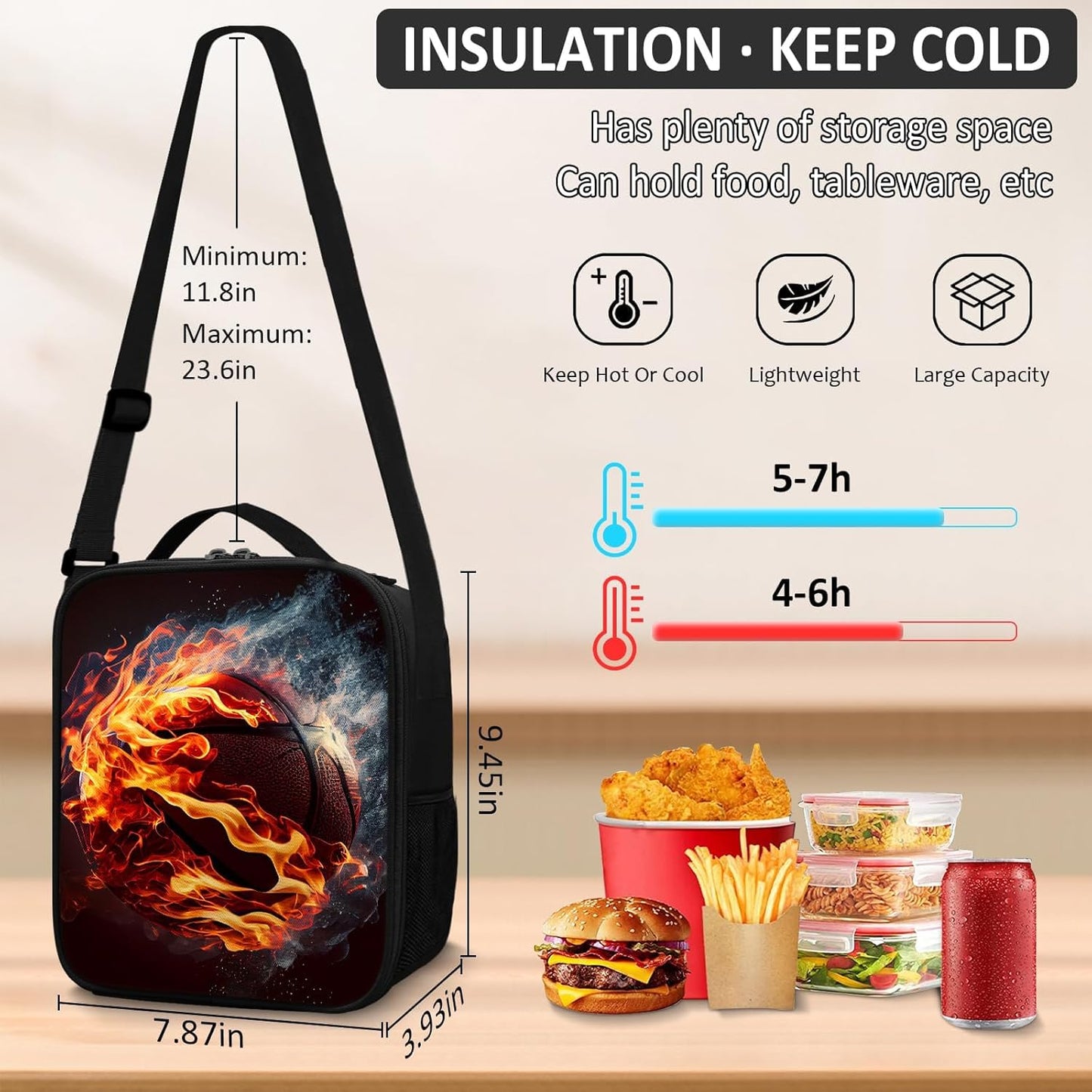 School Backpack for Boys - 4pcs Basketball Boys Backpack with Lunch Box and Pencil Case for Kids Children Teens Elementary Middle School - Students Bag for Ages 6-18,17″Bookbag Travel Back Pack