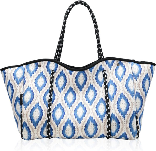 Neoprene Beach Bag for Women, Large Travel Tote Gym & Pool Bag, Detachable Pouch