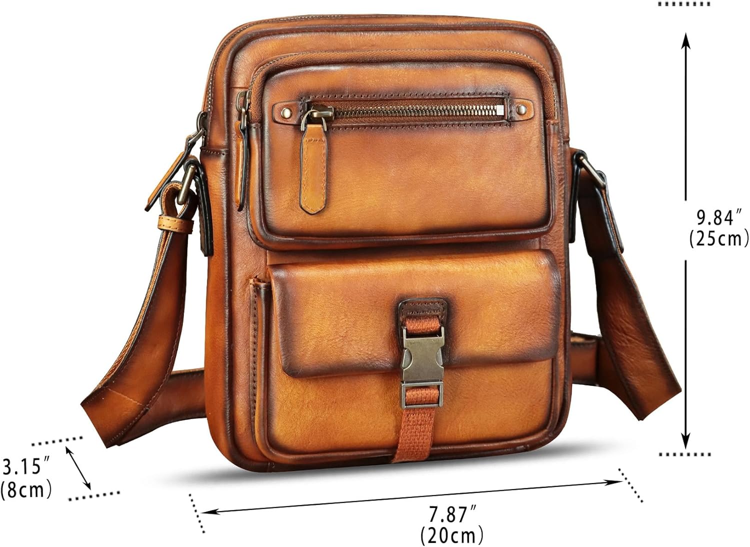IVTG Genuine Leather Purse and Messenger Bag for Men Fashion Leather Shoulder Bags Briefcase