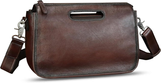 Genuine Leather Purses and Messenger Bag for Men Vintage Leather Briefcase Handbags Satchel Bags Shoulder Bag with Strap