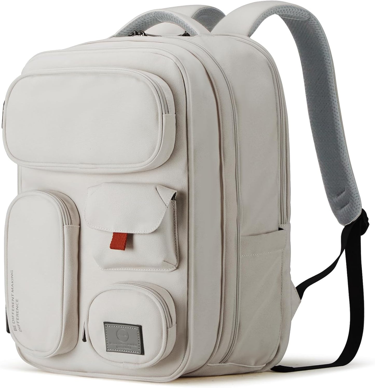 mixi Large Capacity Expandable Travel Backpack for Women & Men 15.6'' Laptop Carry On Weekender Bag Outdoor Hiking with Multifunction Pockets 180° Open Water Resistant 18 Inch 28L, Moonlight White