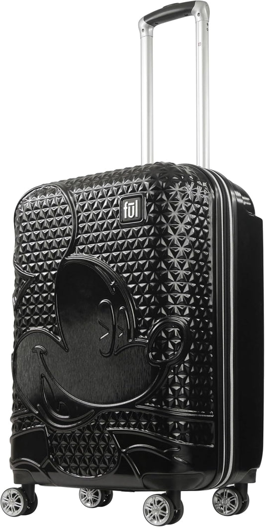 FUL Disney Mickey Mouse 25 Inch Rolling Luggage, Hardshell Suitcase with Spinner Wheels, Black