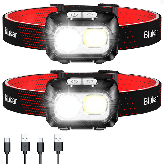 Blukar LED Headlamp Rechargeable, 2000L Super Bright Headlight Flashlight