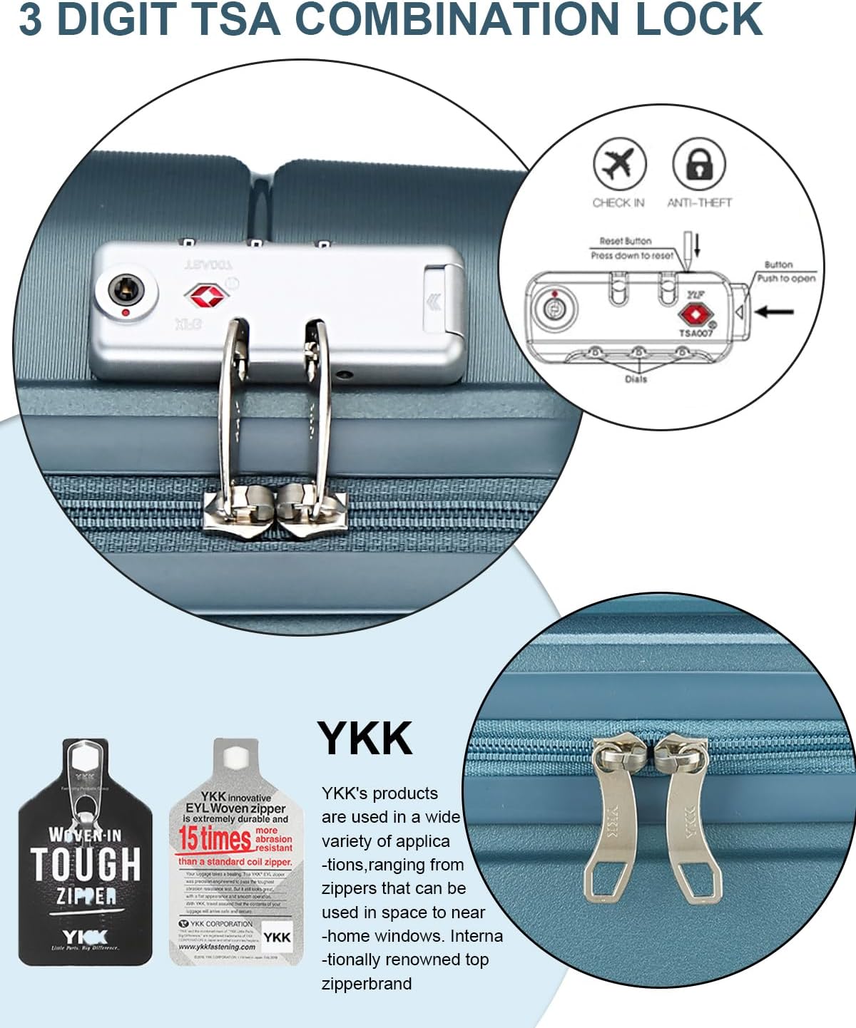 Somago 28 Inch Luggage With Spinner Wheels Hard Shell Polypropylene Suitcase with TSA Lock and YKK Zipper,Ice Blue
