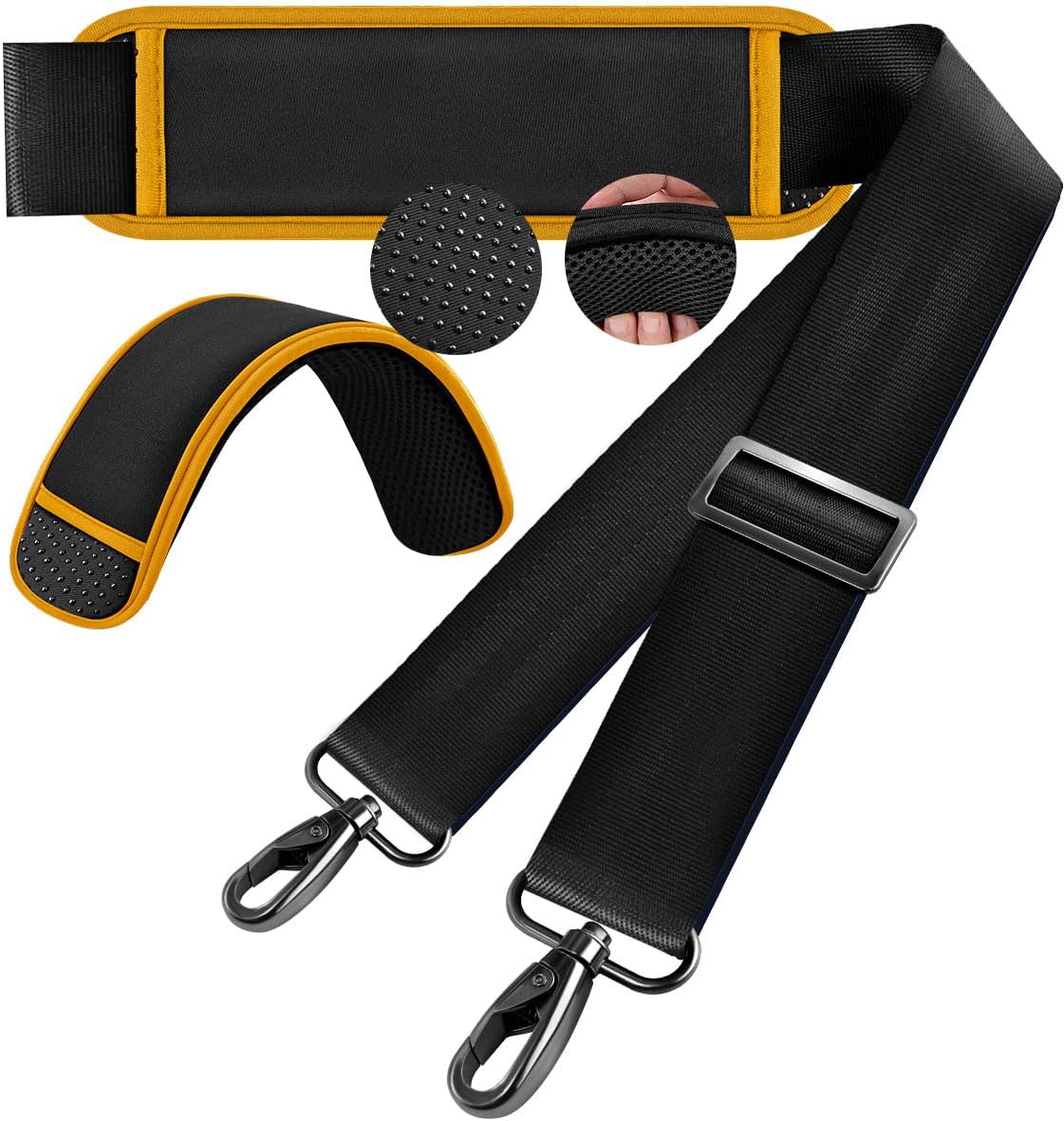 60 Inch Shoulder Strap, Ultra-Thick and Padded with Metal Swivel Hooks for Laptop Messenger and Crossbody Canvas Bags