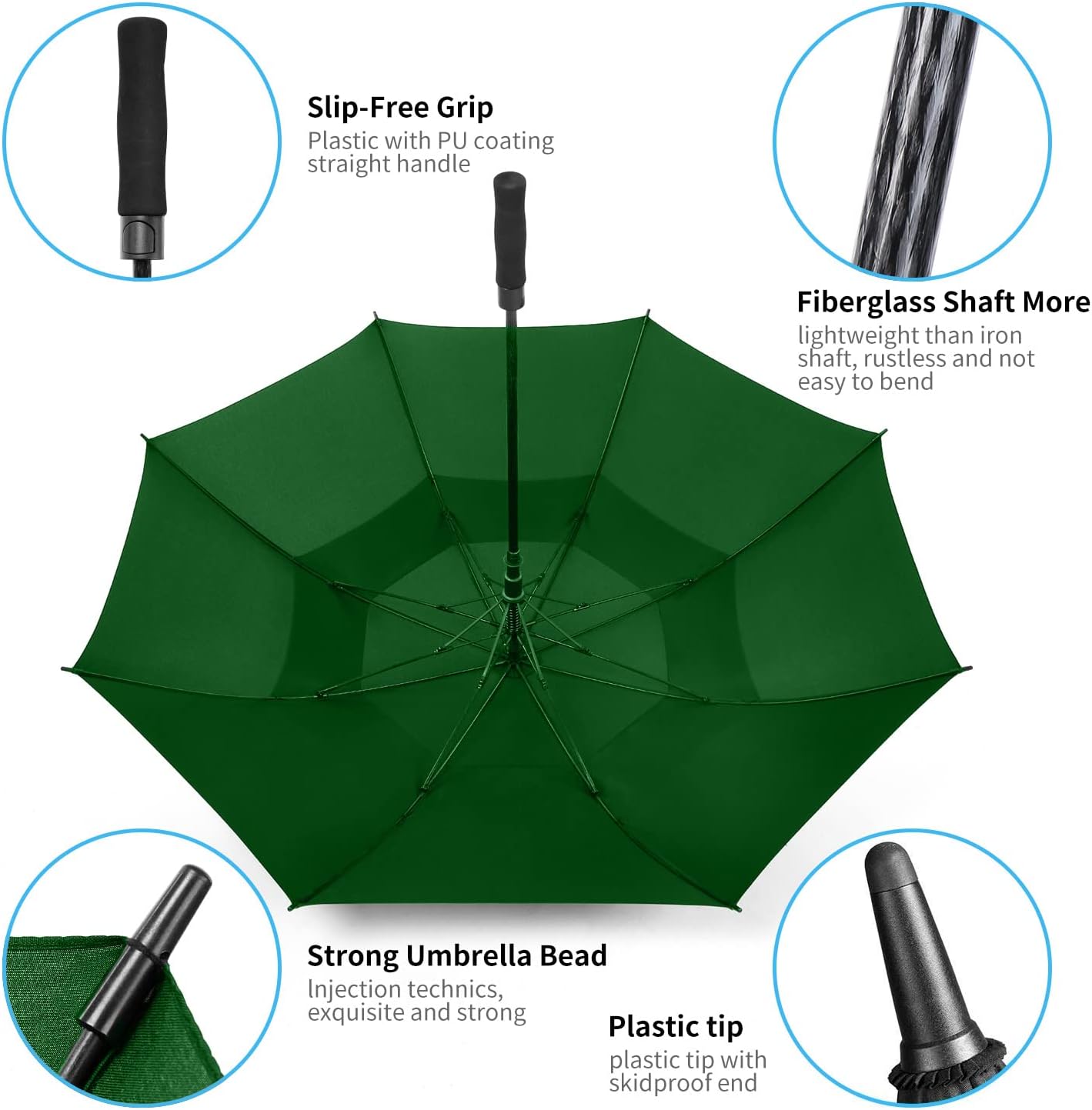 MRTLLOA Extra Large Golf Umbrella, 54/62/68/72 Inch Automatic Open, Oversize Double Canopy Vented Windproof Waterproof Sports Umbrellas for Rain